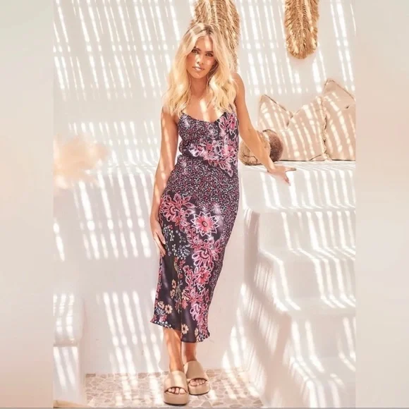 Free People✨Your Better Side Slip Dress- Black Combo - Picture 7 of 13